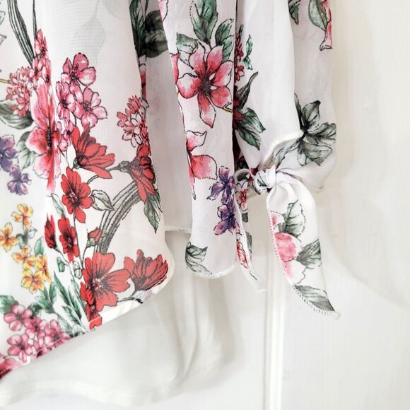Apt. 9 Floral Chiffon Layered Blouse Women's Large  White & Multicolor - Picture 3 of 5